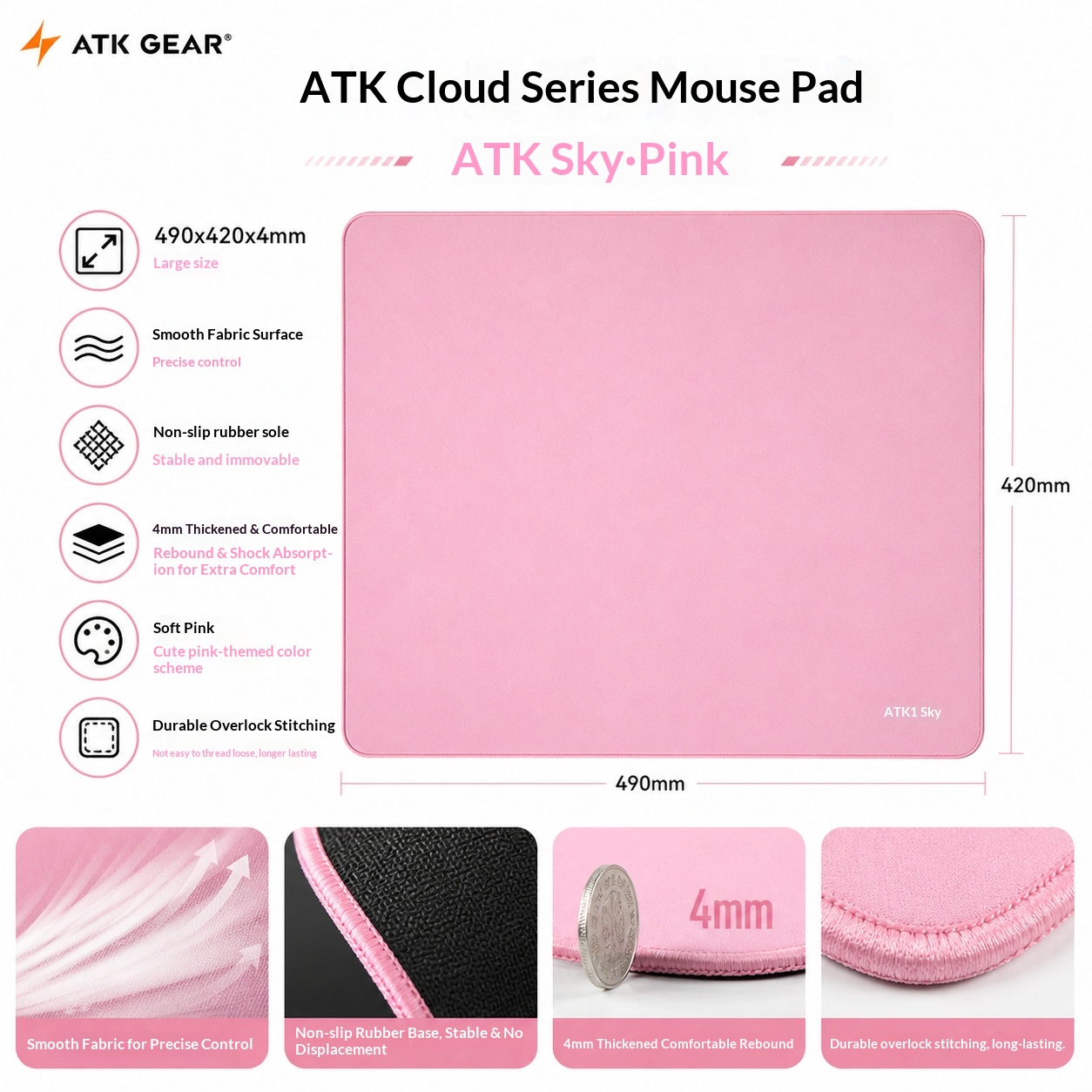 ATK Sky Pink Large Gaming Mous - đánh giá và giá Pc Gaming Pink